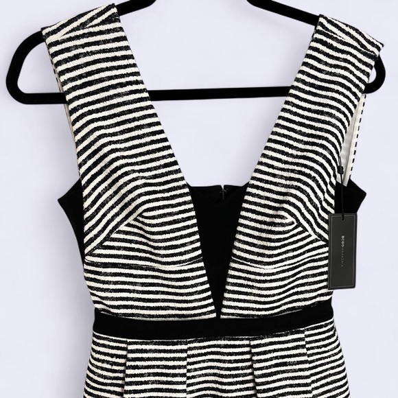 NWT | Vintage BCBG | Black and White Striped Cocktail Dress - Picture 3 of 8